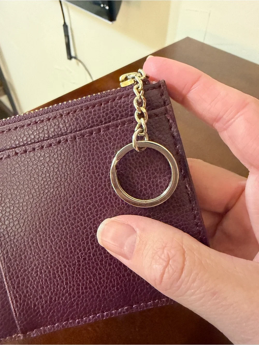 Kate Spade Laurel Way Bitsy Burgundy Glitter Keychain Wallet